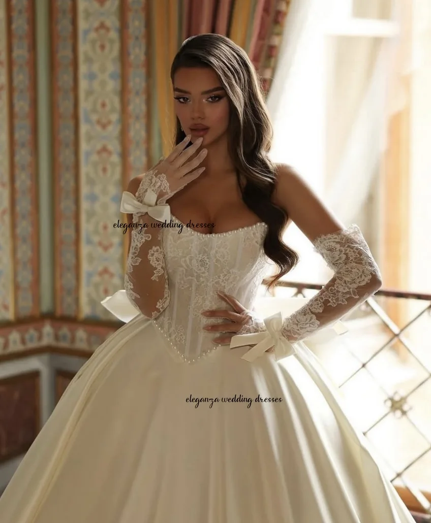 

Customized Elegant wedding dress, strapless sleeveless puffy skirt, women's wedding dress Vestido de novia