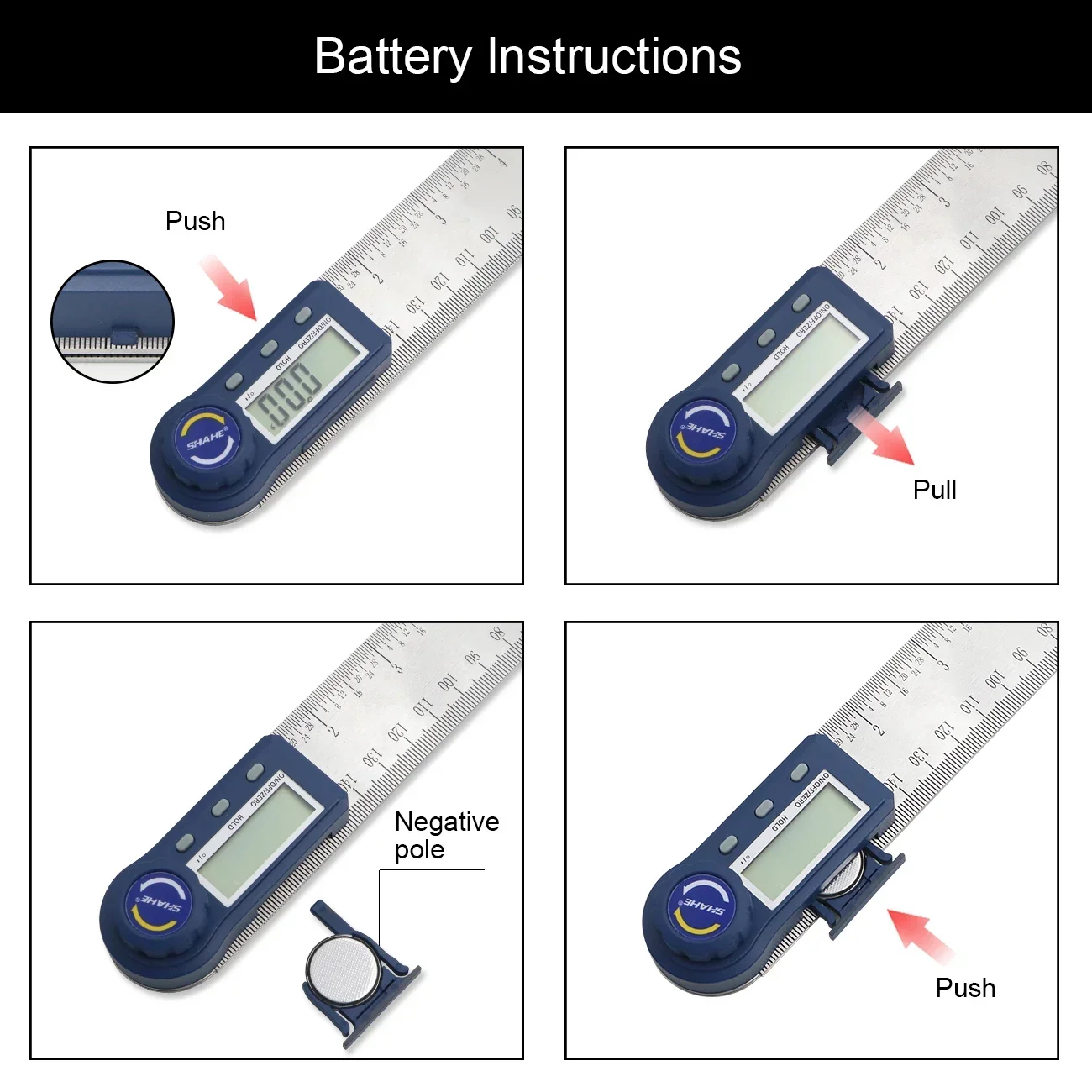 Shahe 200mm Electronic Protractor Stainless Steel Digital Angle Ruler Inclinometer Angle Finder Digital Angle Gauge