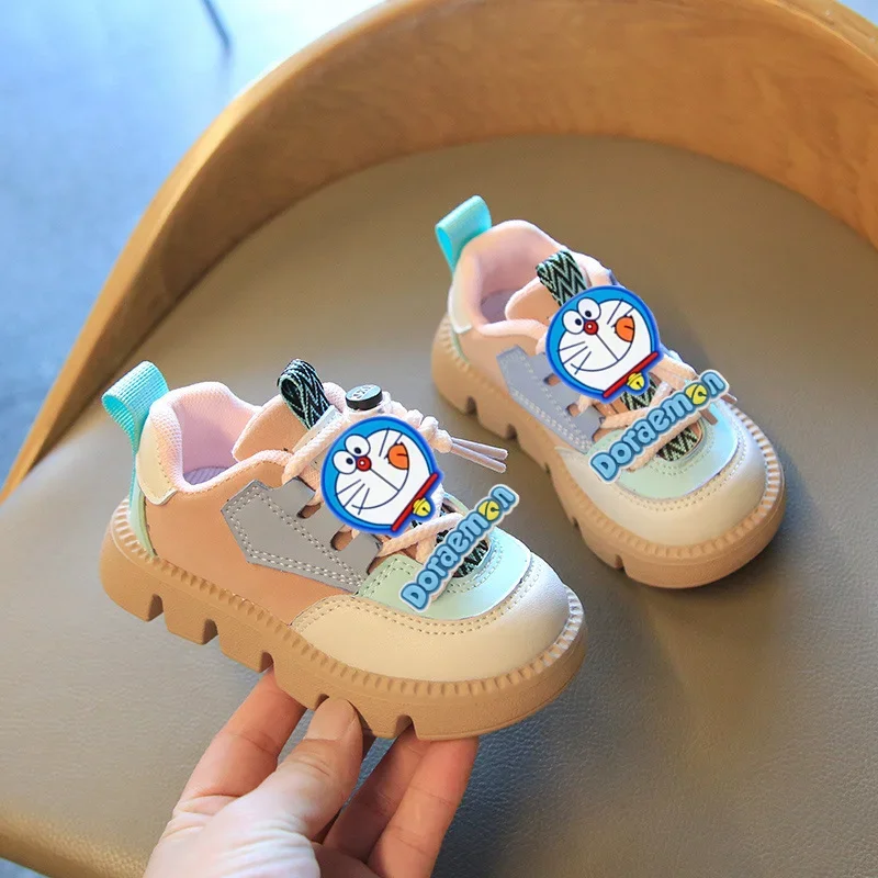 

Комплект кроссовок и шорт Jingle Cat, весенне-осенний комплект для малышей, модные повседневные шорты Doraemon для девочек