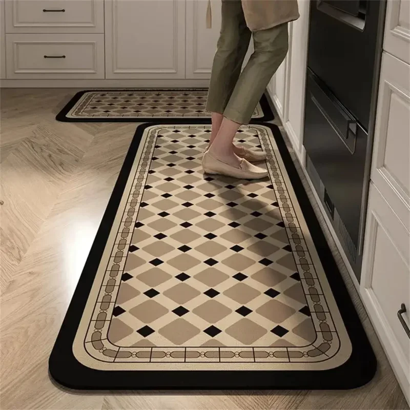 VIKAMA Vintage Moroccan Kitchen Carpet Slip-Proof and Dirt-Resistant Balcony Laundry Floor Mat Porch Entry Door Mat Home Decor