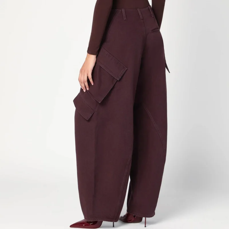 

Fall 2025 Women's Pure Cotton Washed Multi-Pocket Workwear Denim High Waist Wide Leg Pants Y2K High Street Fashion Heavy Duty