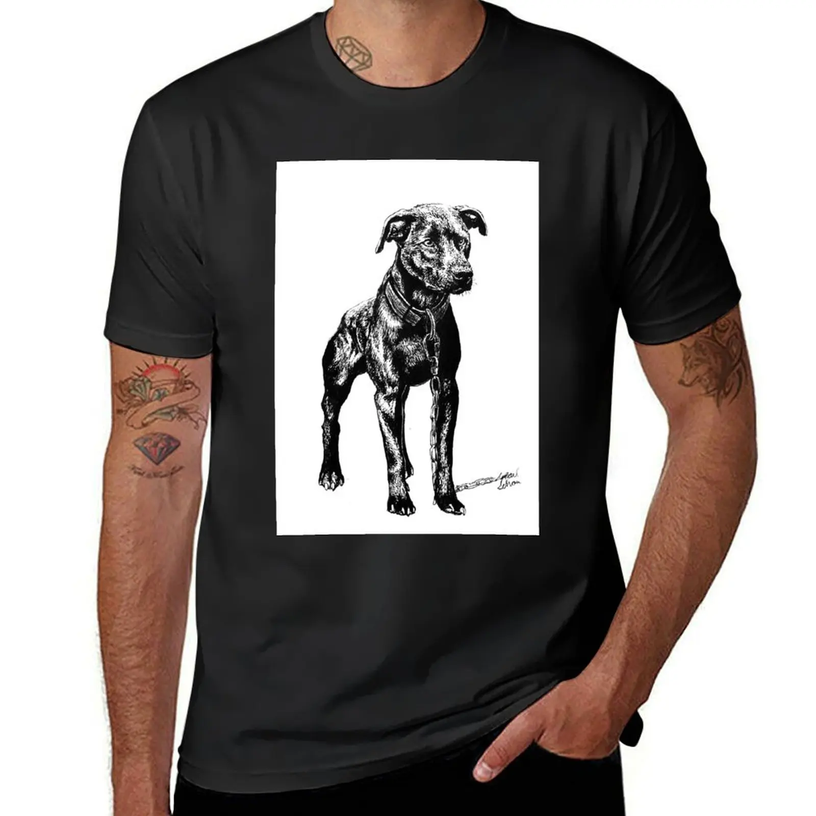 

American Pit Bull Terrier Inked T-Shirt tees customs t shirts for men cotton