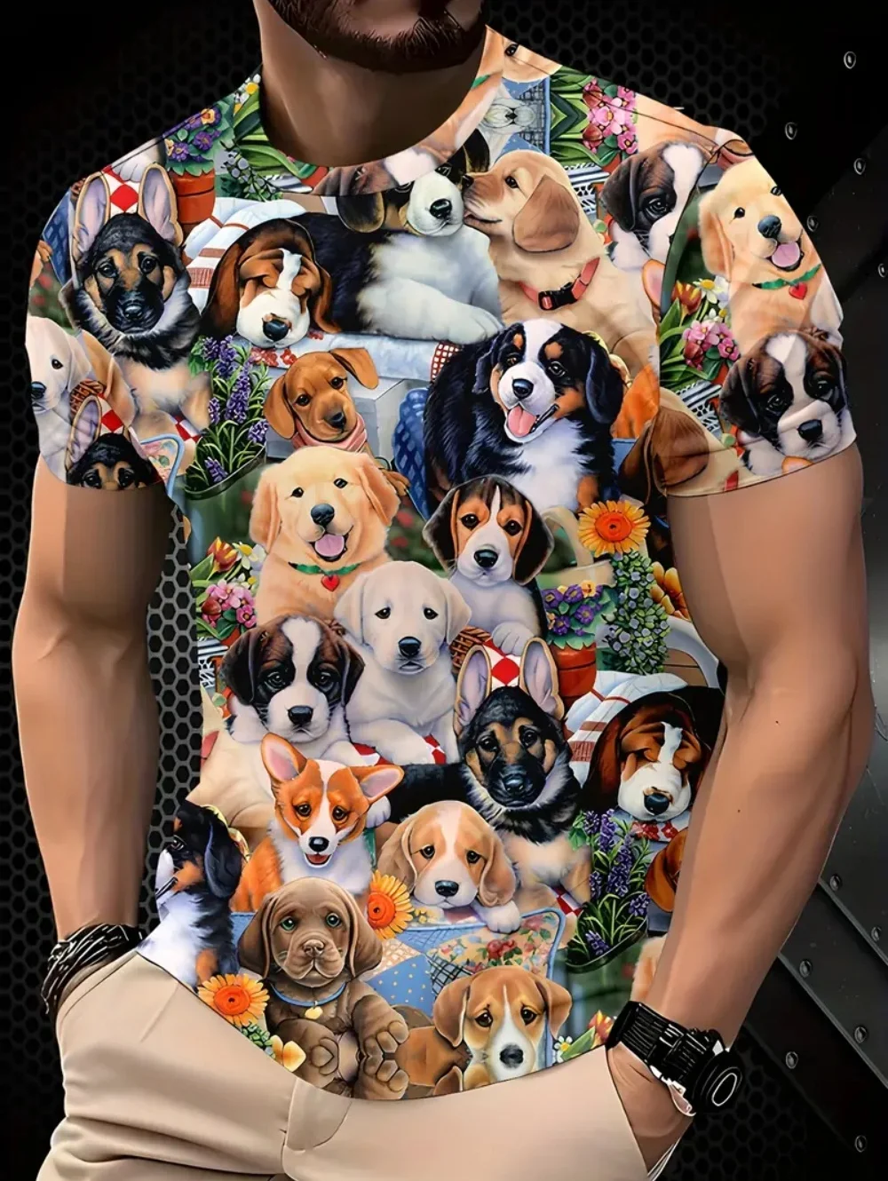 

Мужская футболка с забавным рисунком собаки, индивидуальные футболки с 3D принтом животных, летние свободные топы с короткими рукавами, повседневные футболки с круглым вырезом