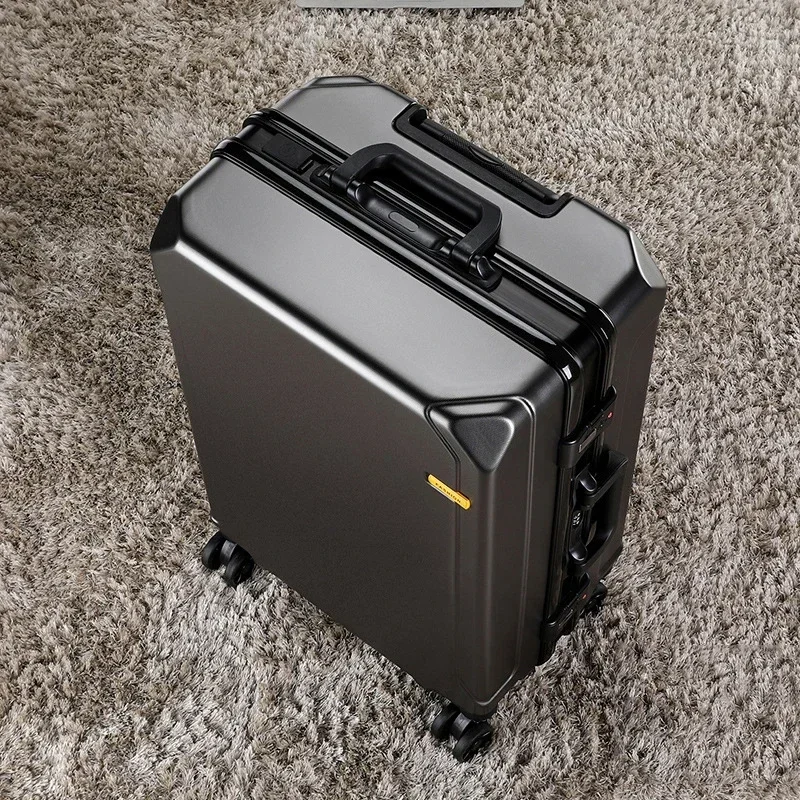 Valise de voyage à roulettes avec cadre en aluminium pour étudiants, capacité de sac à la mode, chargement USB, valise à roulettes avec mot de