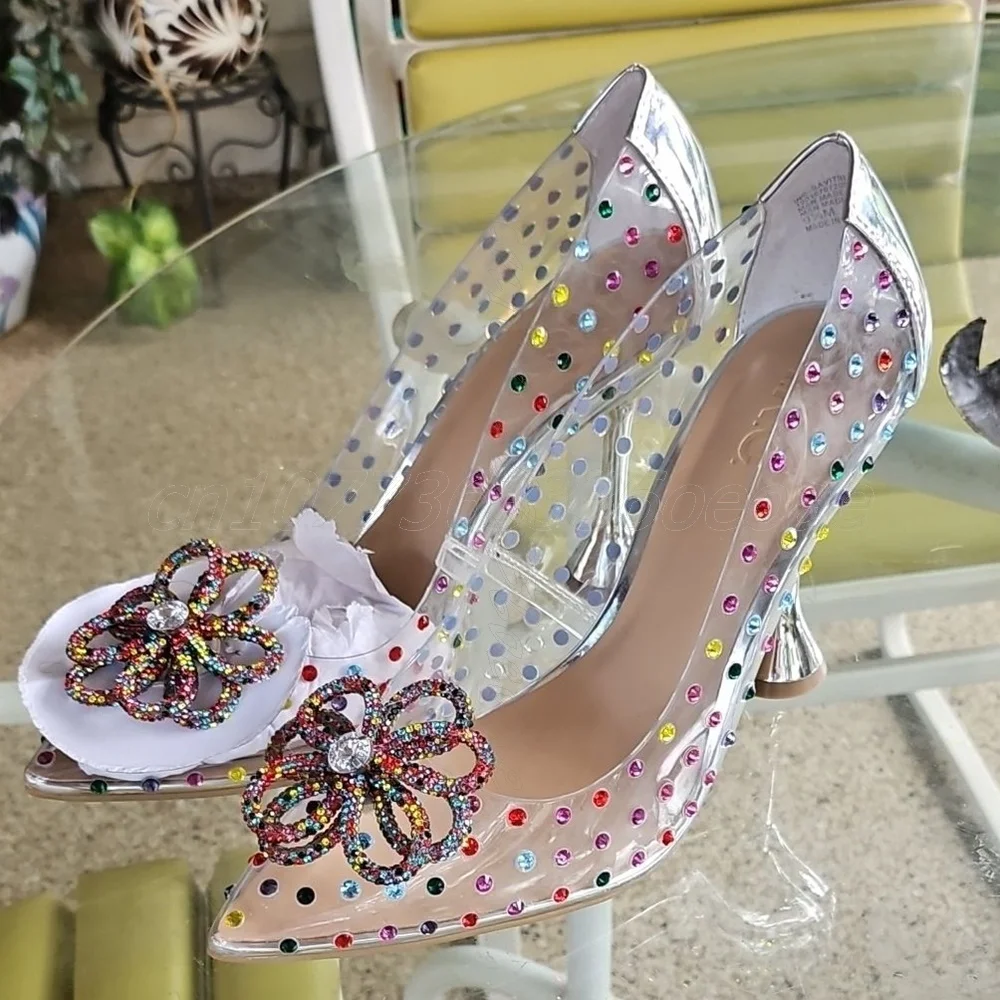

Transparent PVC Sexy Pumps Colorful Rhinstone Decor Shoes for Women Strange High Heels Fashion Shoes 2025 Zapatos Para Mujere