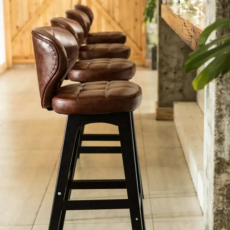 

Wooden Outdoor Height Bar Chairs Kitchen Counter Living Room Luxury Bar Chairs Nordic Restaurant Sillas Altas Furniture SR50BC