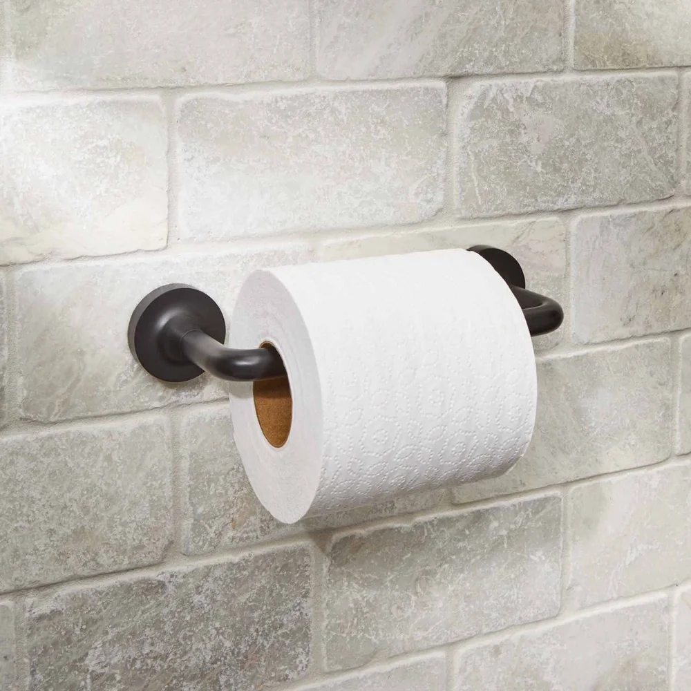 

Modern Wall Mounted Toilet Paper Holder Matte Black Durable Easy Roll Change Bath Storage with Included Hardware