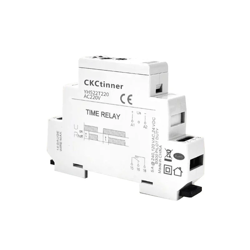 Power on/off Delay Time Relay AC220V AC/DC12V-240V SPDT DPDT Output 1 Sec~10 Days Adjustable 1 ON 1 OFF 2 ON 2 OFF Rail Type