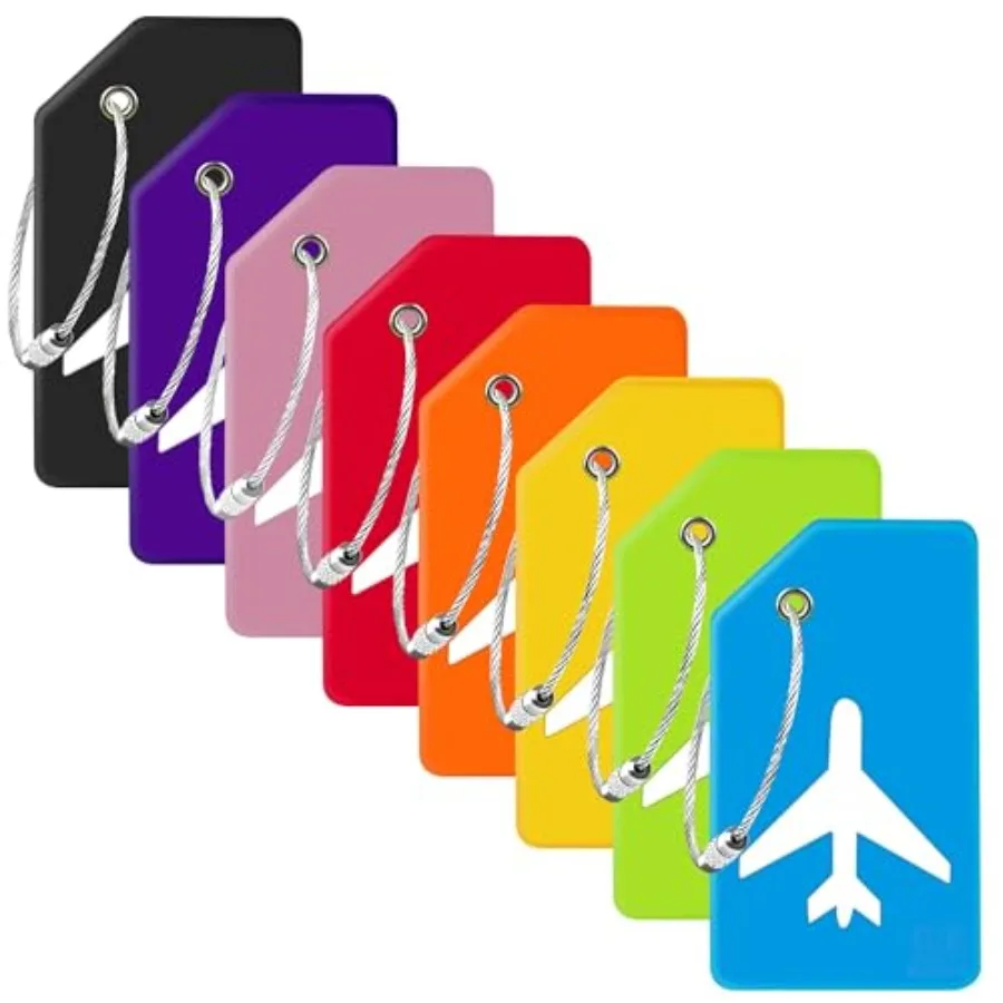 

8 Pack Silicone Luggage Tags for Suitcases, TSA Approved, Privacy Protection Suitcase Bag Tag with Stainless Loop, Plane Travel