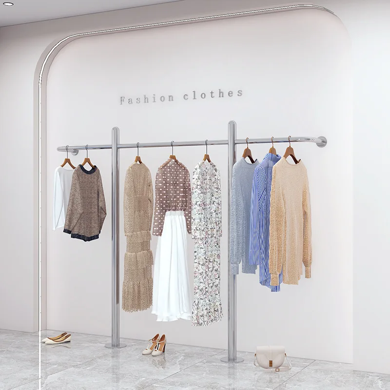 

*/*Clothing Store Stainless Steel Display Rack Wall Hanger Children's Clothing Store Women's Clothing Store Shelf Hanger Floor