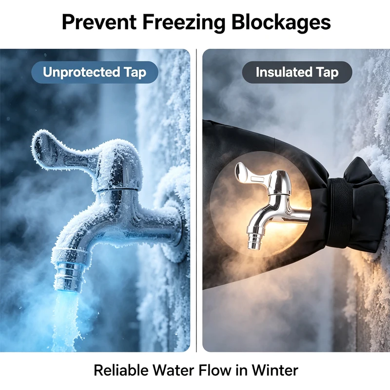 Reusable Faucet Covers Thicken Garden Faucet Socks Outdoors Winter Freeze Protection Upgraded Waterproof Hose Insulated Spigot