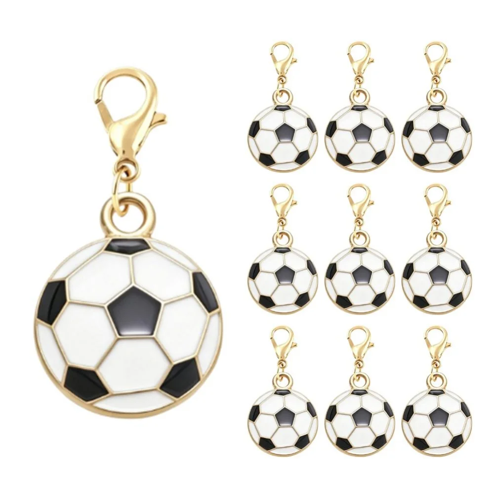 10/20Pcs DIY Enamel Football Charms Pendant with Lobter Clasp Craft Keychain Jewelry Making Accessories Findings