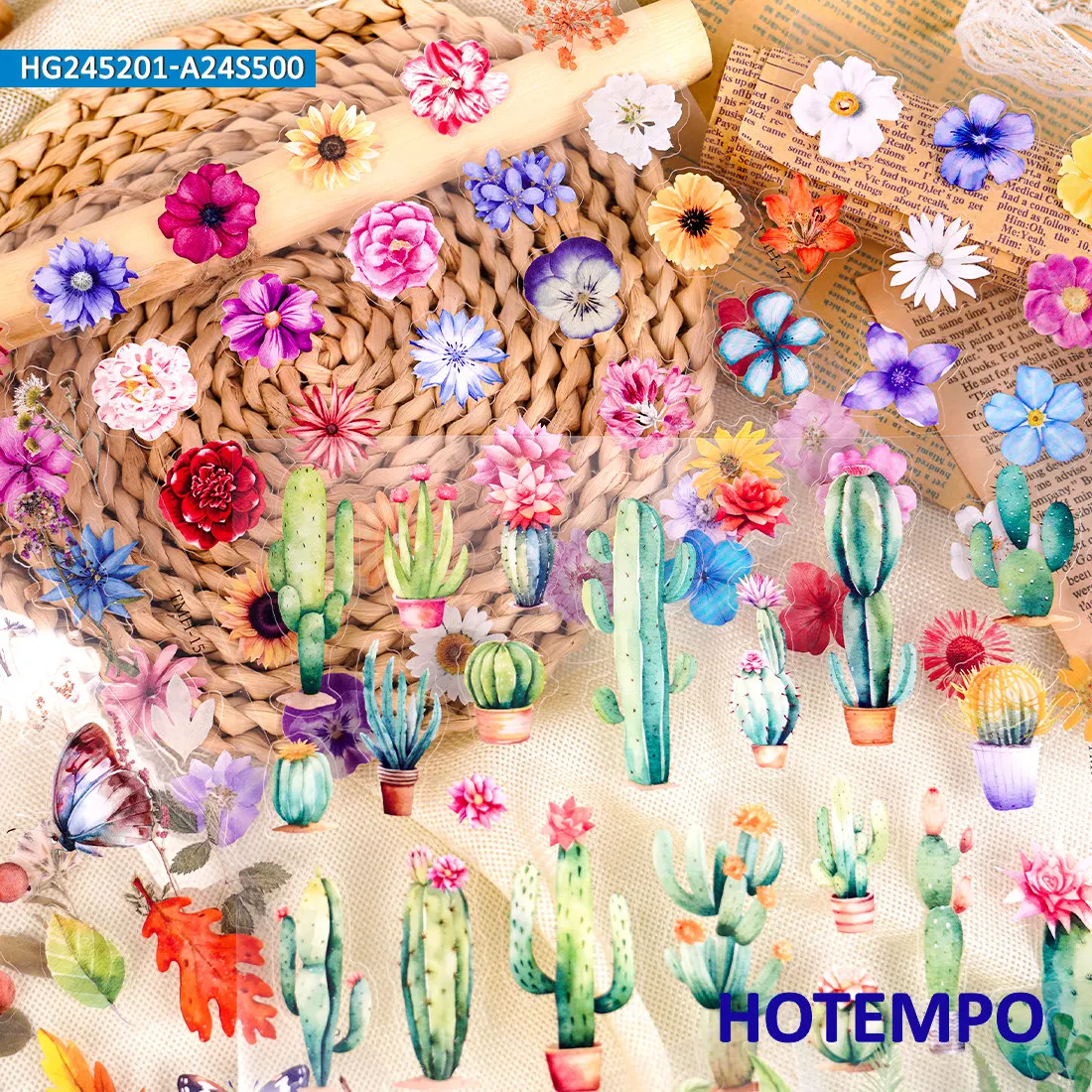 PET Transparent Plant Flower Stickers, Planning Jorunal, Travel Notes Scrapbook, for DIY Creative Decoration, Funny Sticker Toys