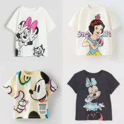 Cartoon Tshirt Boys And Girls Trendy Short Sleeve Tees Round Neck Base Shirt 2024 New Costume Toddler Cute Thin Cotton Soft Wear