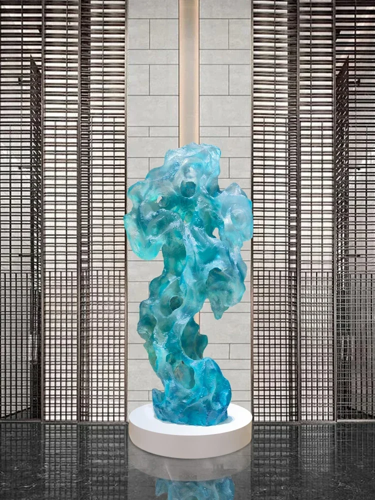 Modern simple transparent resin water sculpture hotel lobby art decoration creative water drop ornaments