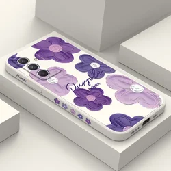 Purple Flower Case For Samsung A54 A34 A24 A56 A36 A26 A17 A16 A07 A06 A73 A53 A33 A23 A13 A72 A52 A32 A22 A15 A25 A35 A55 4G 5G