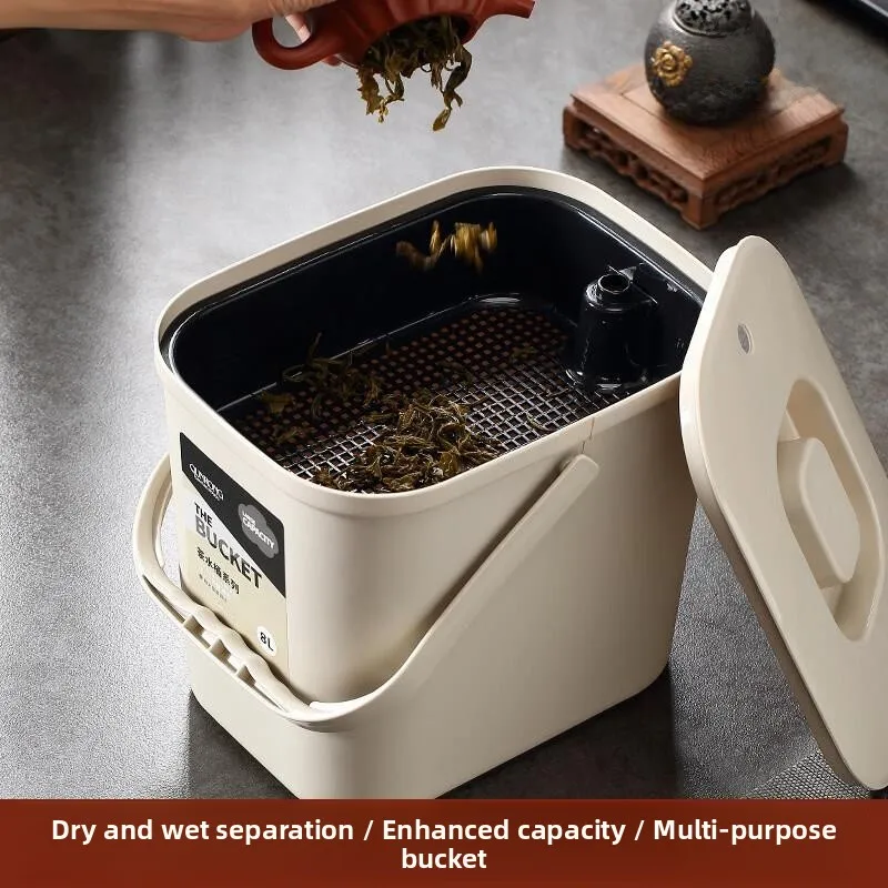 

Large Capacity Tea Set Accessories Tea Waste Water Bucket Tea Sludge Bucket Tea Table Trash Cover Tea Ceremony Essential