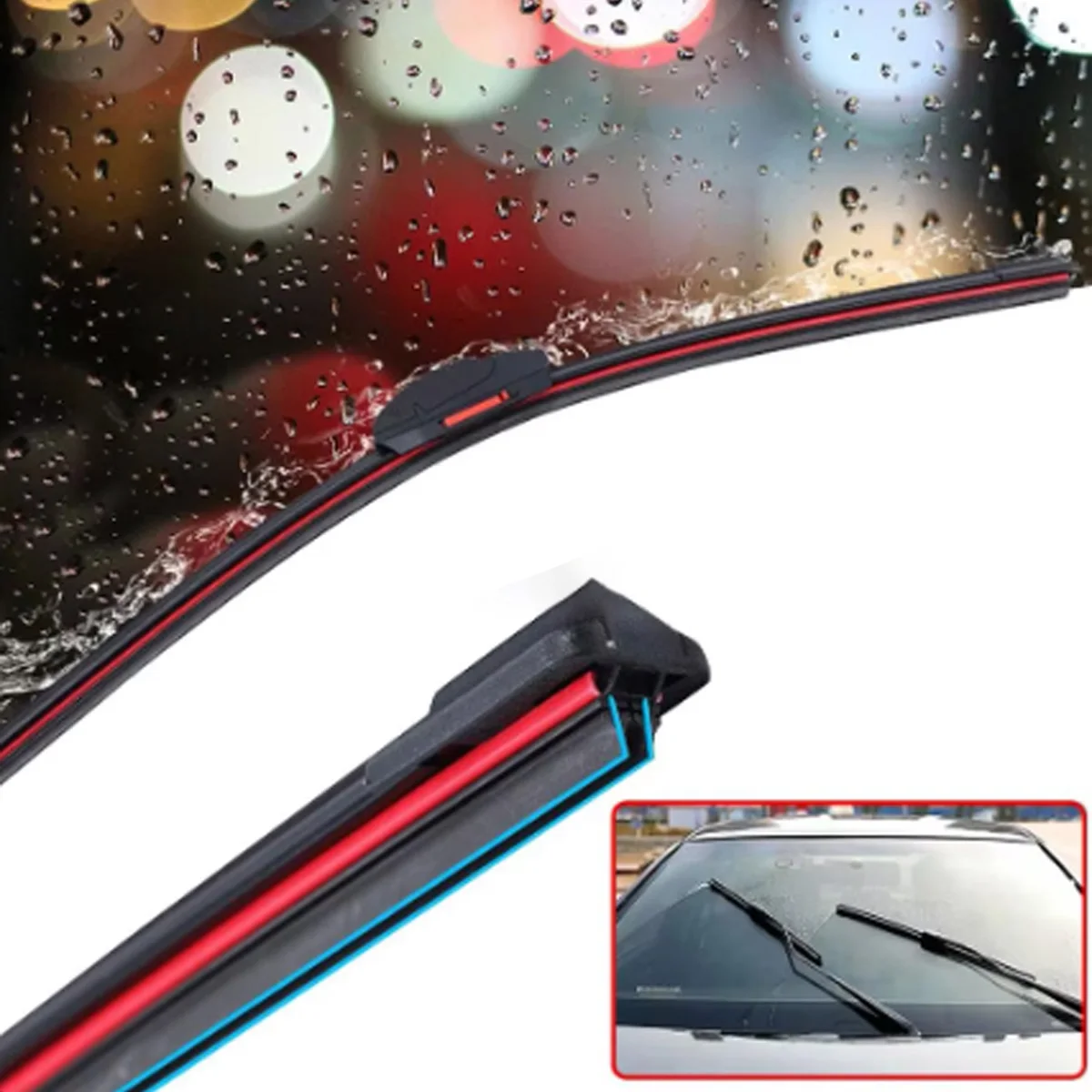 J/U hook General purpose car wiper silent car front windshield wiper soft double rubber strip windshield wiper 18\