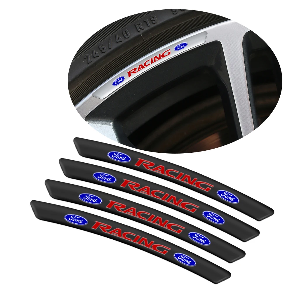 

4Pcs Car Wheel Rims Stickers Aluminium Decoration Strip For Ford Focus Mk2 MK3 MK7 MK4 Fiesta Ranger Mustang Kuga Mondeo STLine