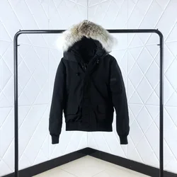 Winter Men's Canadian Famous designer design Parka Goose Down Jacket Warm Outerwear Coat Windproof Hood Real Coyote Fur Classic