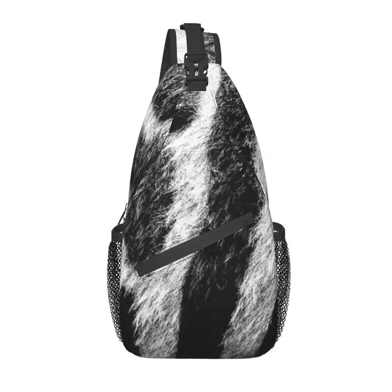 

Cool Zebra Fur Sling Crossbody Backpack Men African Animals Skin Pattern Shoulder Chest Bags for Camping Biking