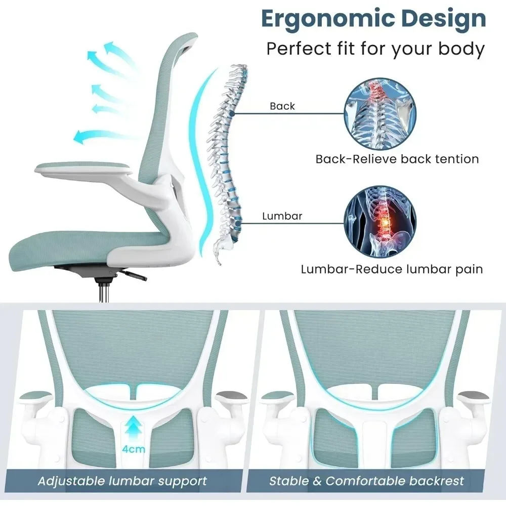 Drafting Chair, Tall Office Chair with Flip-up Armrests Ergonomic Computer Standing Desk Chair, with Adjustable Footrest Ring