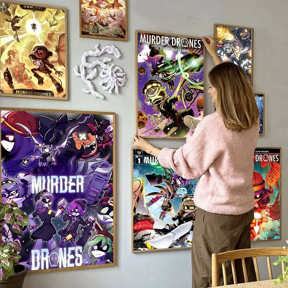 1PC Anime Murder Drones  Movie Sticky Posters Retro Kraft Paper Sticker DIY Room Bar Cafe Aesthetic Art Wall Painting