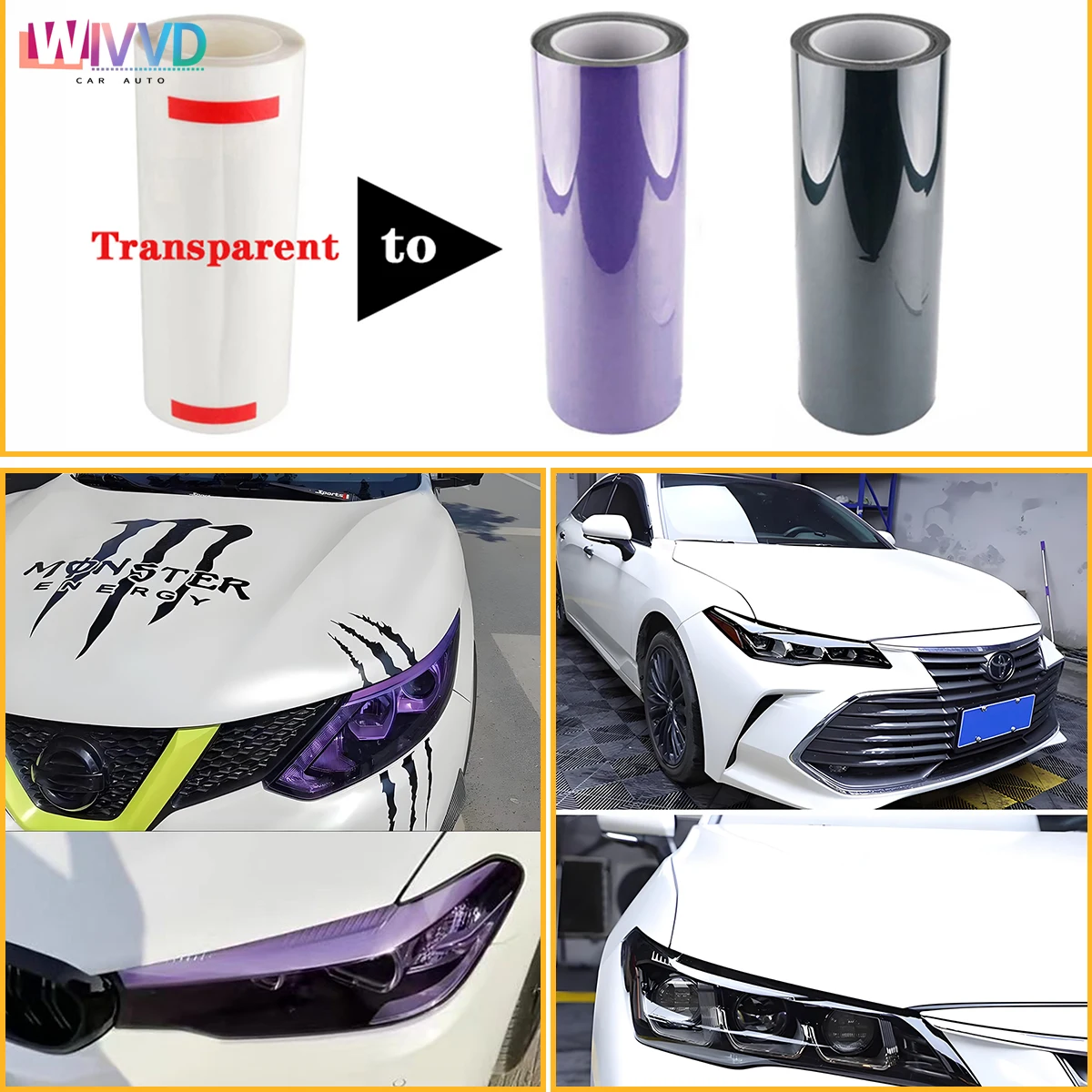 Car Styling PPF TPU Smart Photochromic Headlight Protection Film Color-Changing Self-healing Anti-scratch Film