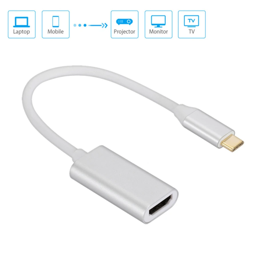 Usb c para hdmi-cabo compatível tipo-c para hdmi hd tv adaptador usb 3.1 conversor para computador portátil macbook huawei mate 30 samsung s8 s9