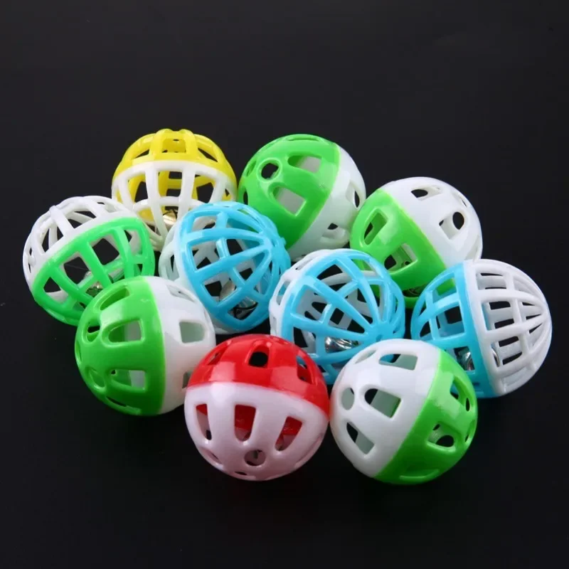 10/18 Pcs Colourful Pet Cat Kitten Play Balls With Jingle Lightweight  Bell Pounce Chase Rattle Toy  For Cat