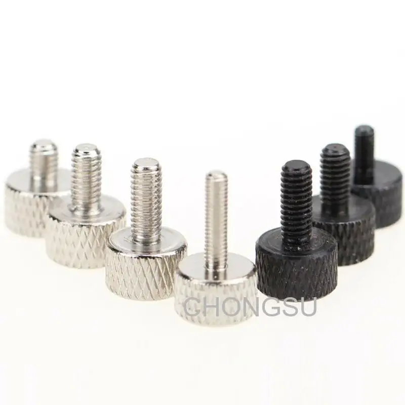 

10Pcs M3 M4 Cylinder Head Knurled Thumb Screws Hand Grip Knob Machine Screws Bolts PC Case Black/White