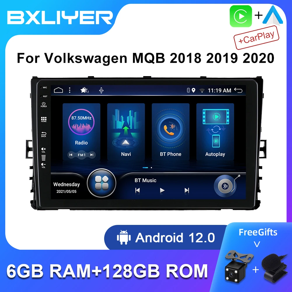 BXLIYER 8+256GB 2 Din Android 12 DSP Carplay For Volkswagen VW T-Cross MQB 2018-2020 Car Radio Multimedia Video Player GPS Navi