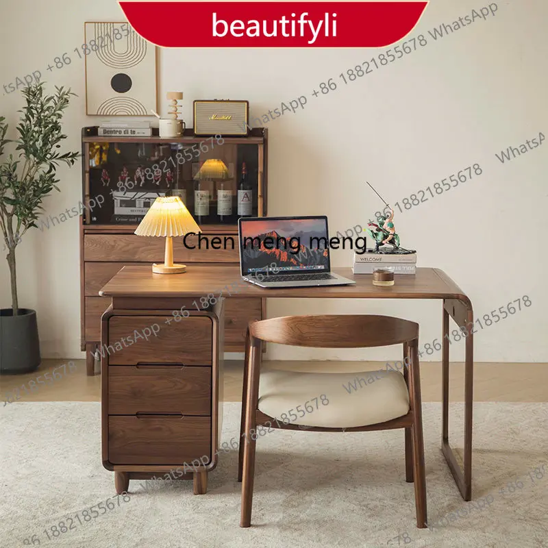 

A38 North American black walnut desk Nordic light luxury simple computer desk Japanese desk solid wood home