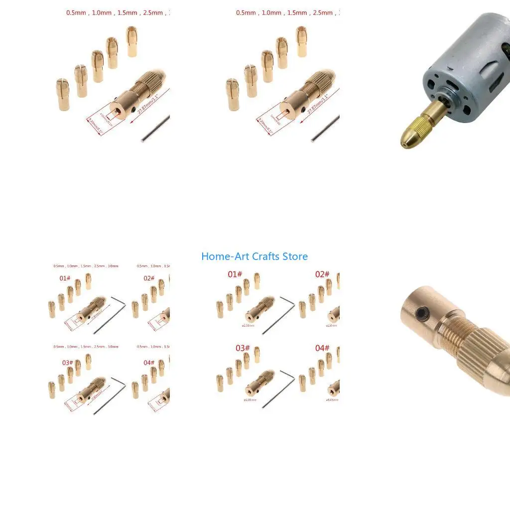 Y3NA 7Pcs/Set 2/2.35/4.05/5.05mm Electric Motor Shaft Mini Chuck Fixture Clamp 0.5-3.