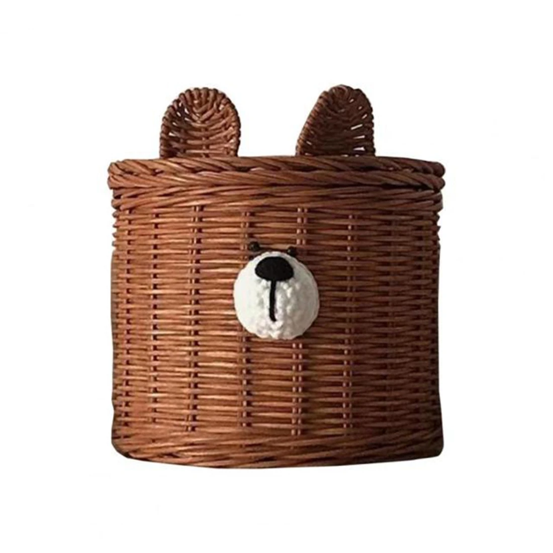 

Tissue Box Eye-Catching Sturdy Construction Rattan Lovely Bear Tissue Holder Desktop Ornament for Home B