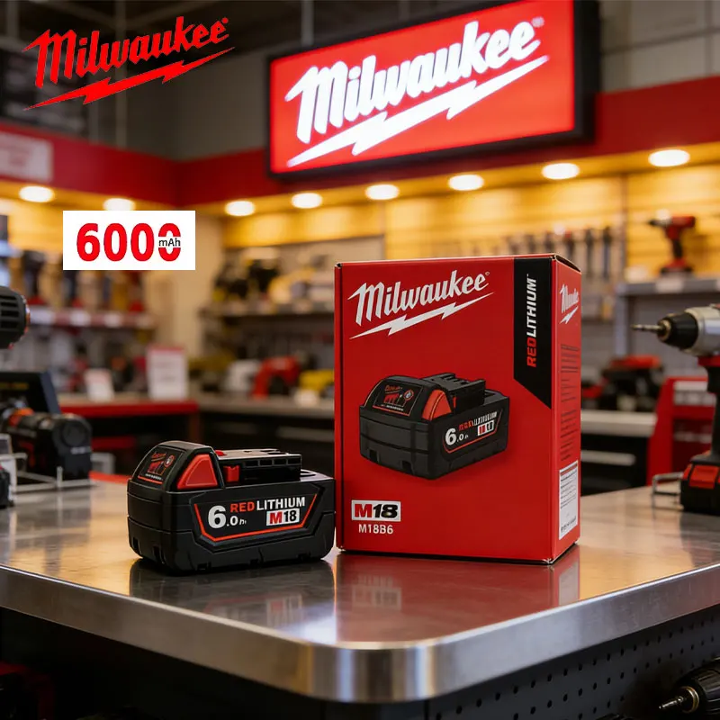 

18V Milwaukee M18 battery original box packaging M18B6 6000mAh rechargeable battery compatible with Milwaukee tools 18V battery