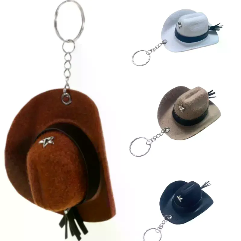 Stylish Western Cowboy Hat Keychain for Accessories Durable Polyester Pendant for Schoolbags Suitcase Key Organizer Gift