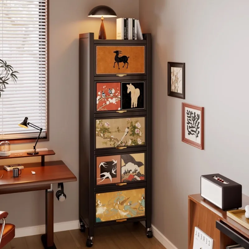 steel-bookshelf-children's-household-storage-cabinet-living-room-corner-bookcase-floor-shelf