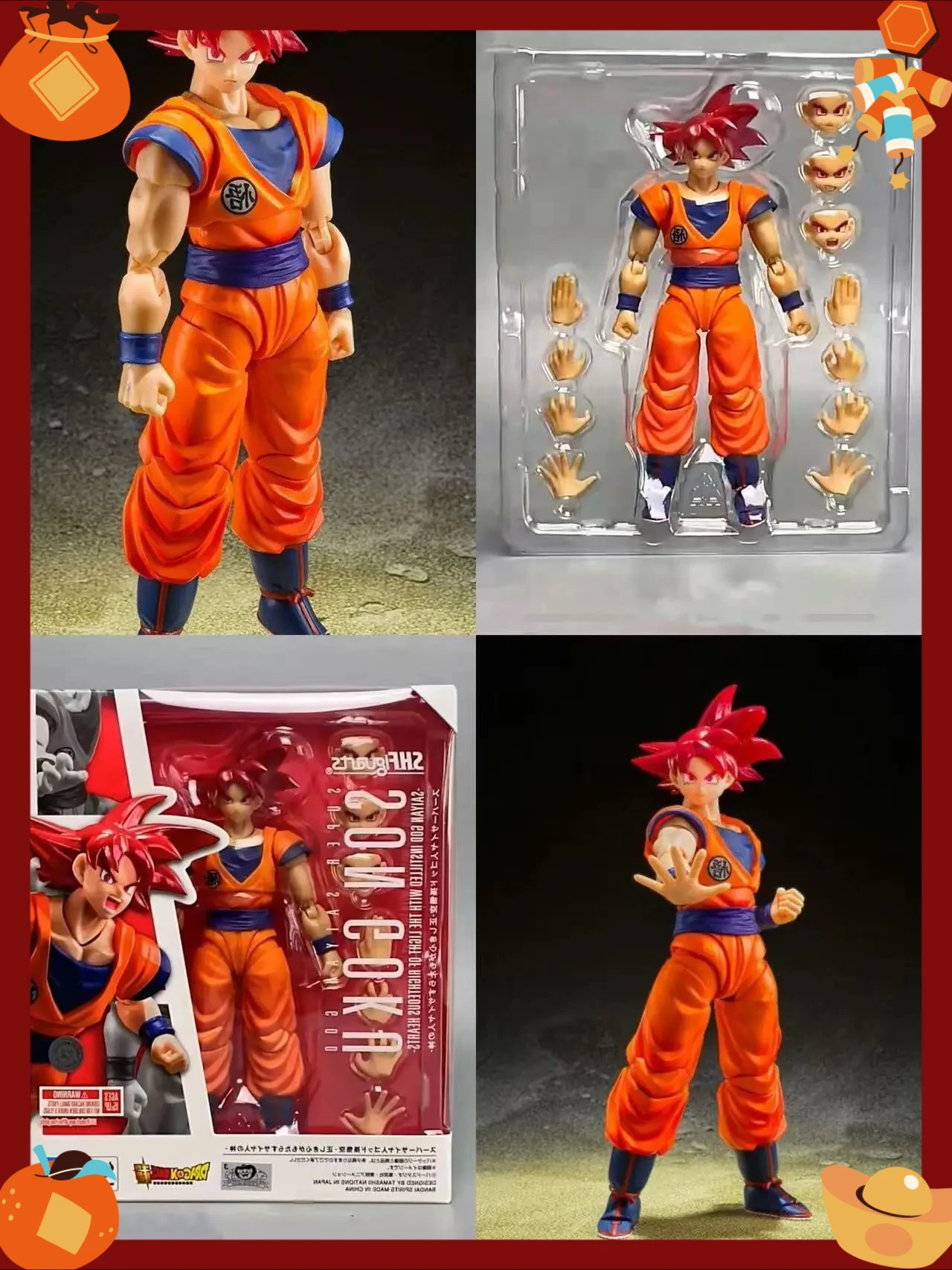 

In Stock 100% Original Bandai S.H.Figuarts Shf Super Saiyan God Red Son Goku Action Figure Toy Model Gift