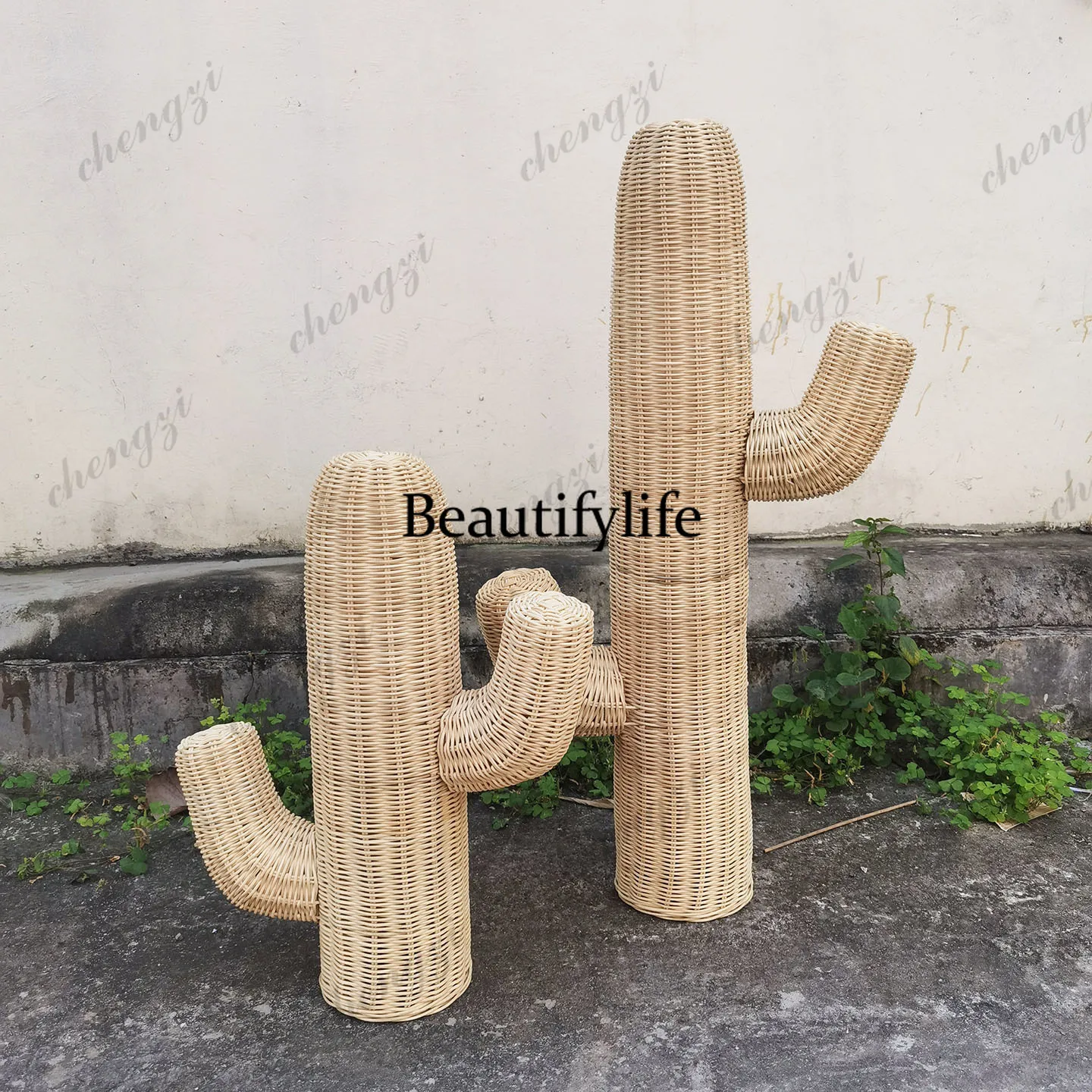 Nordic rattan fake cactus decoration children's clothing store ornament floor simulation mini cactus props