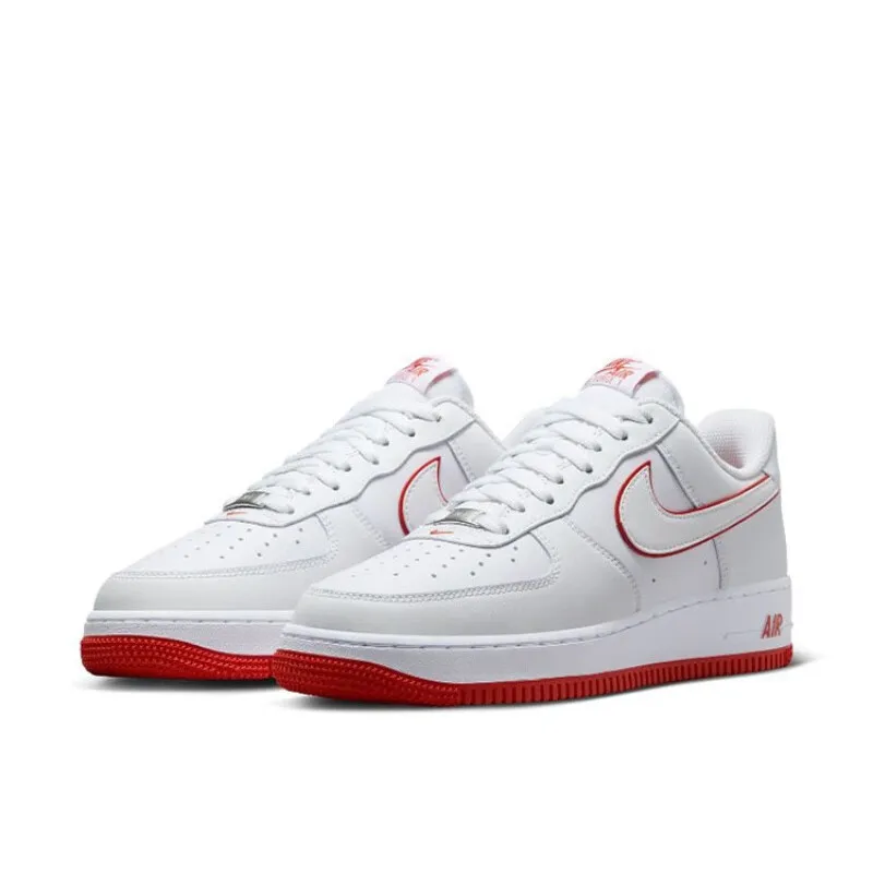 Nike Air Force 1 Low Mens Sneakers Comfortable wear casual shoes Classic versatile fashion sneakers White-Red