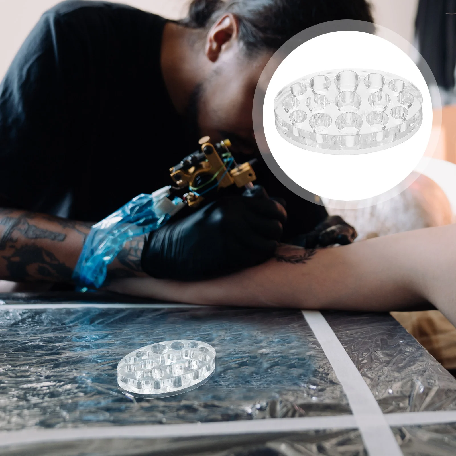 

15 Hole Oval Ink Cup Holder Pigment Cup Stand Plastic Ink Tray Rack Organizer Tattoo Supplies Pigment Container Stand