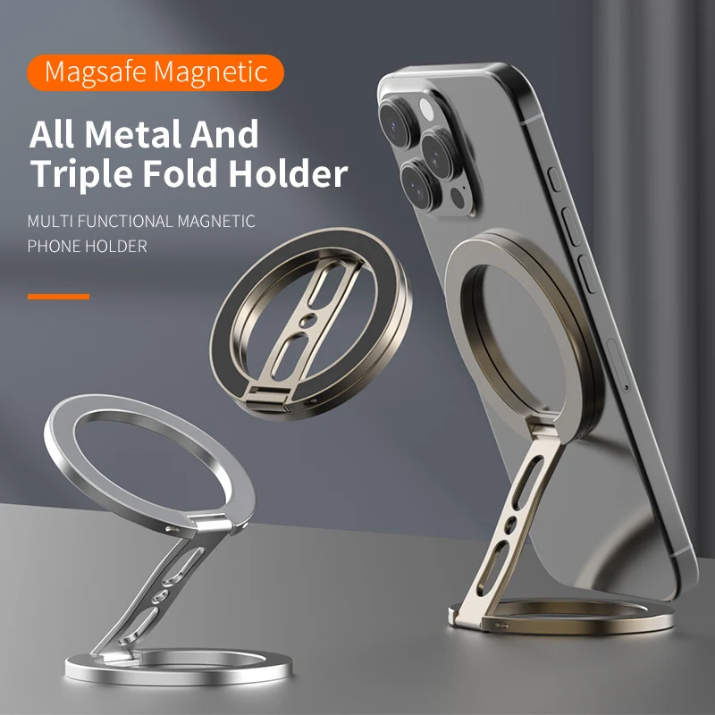 حامل حلقي مغناطيسي على الوجهين لمسند MagSafe متوافق مع ملحقات iPhone 16/15/14 Huawei Xiaomi Stand Grip