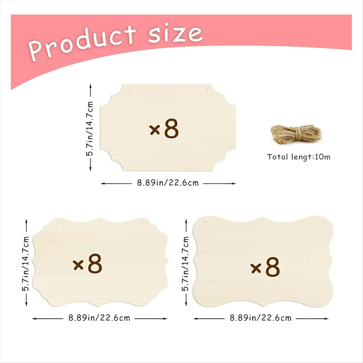 A20I 24 Pcs Unfinished Hanging Wood Sign Blank with Ropes,Rectangle Blank Wood Sign Plain Hanging Craft Door Signs Wall Art