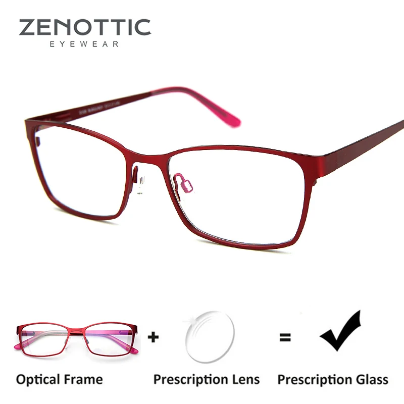 

ZENOTTIC Brand Alloy Prescription Eyeglasses Women Full Rim Anti Blue Rays Photochromic Myopia Hyperopia Glasses Optical Eyewear