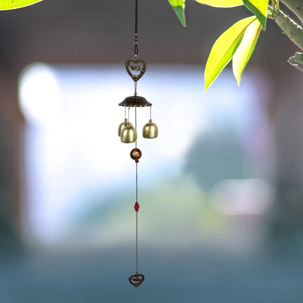 Metal Wind Chimes Bell Heart Shape 16.69in Home Hanging Decor Hanging Design Melodious Sound Heart Shape Chimes Window Decor
