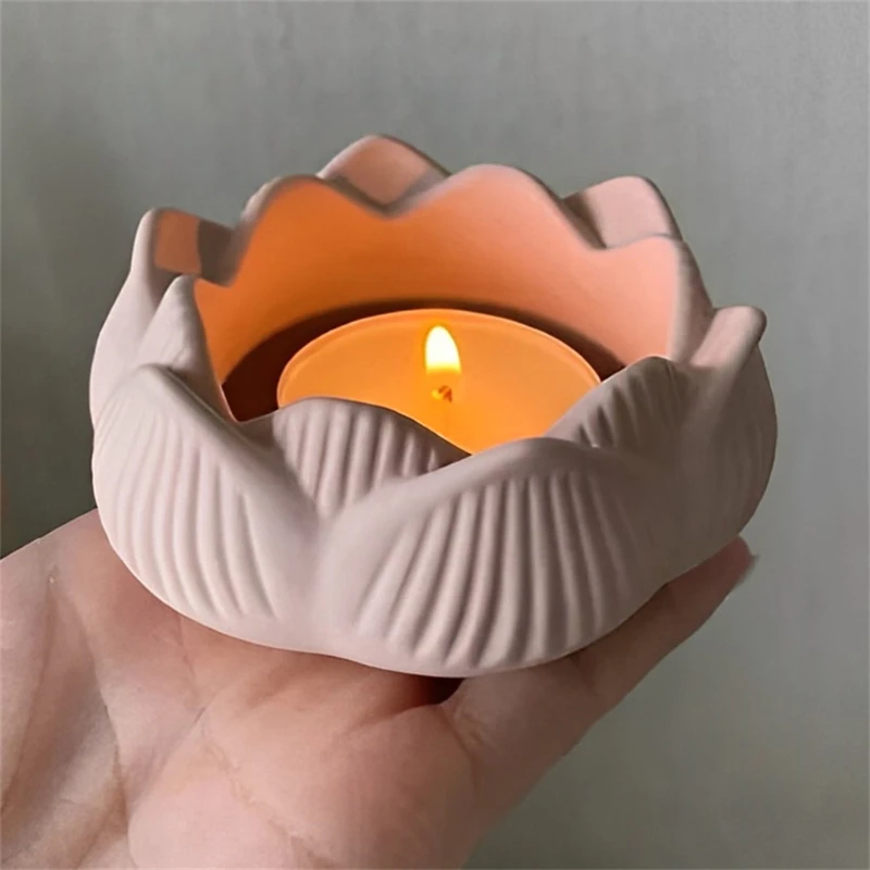 DIY 3D Circular Lotus Candlestick Storage Base Silicone Mold Candle Cup Candle Container Plaster Mold Gypsum Clay Resin Mold