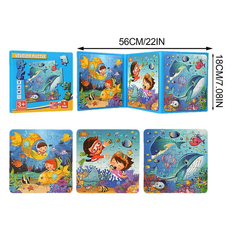 Livre de puzzle magnétique portable pour enfants, Tangram, jouets pour bébé, jouet d'apprentissage Montessori