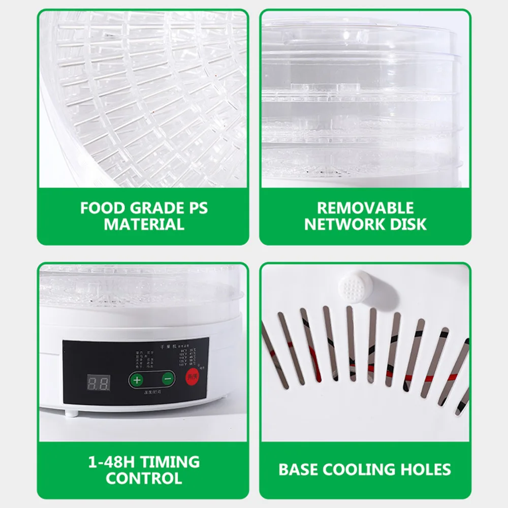 5-слойная сушилка для фруктов и овощей, бытовой дегидратор для еды, сушилка для мяса домашних животных, сушилка для закусок, воздушная сушилка