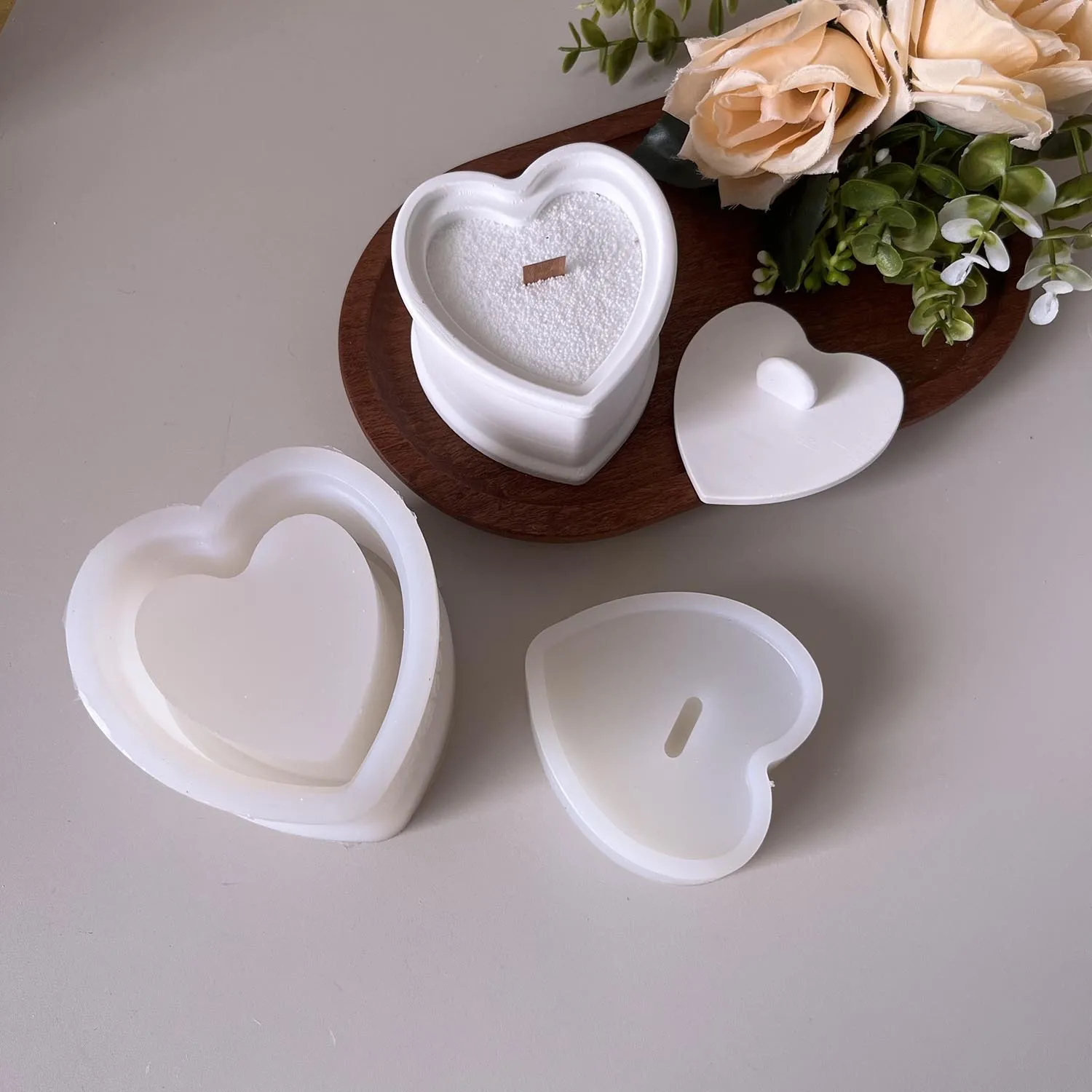 

Чашка для свечей Love, силиконовая форма, гипсовая цементная форма, эпоксидная смола, формы для банок для конфет, круглые квадратные формы для бетонных банок с бантом